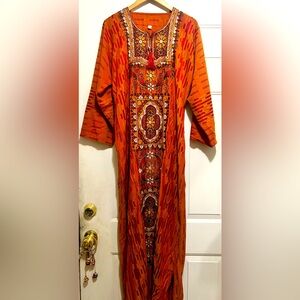 SALE! Vintage AMAZING fall colors Geometric Kaftan Dress